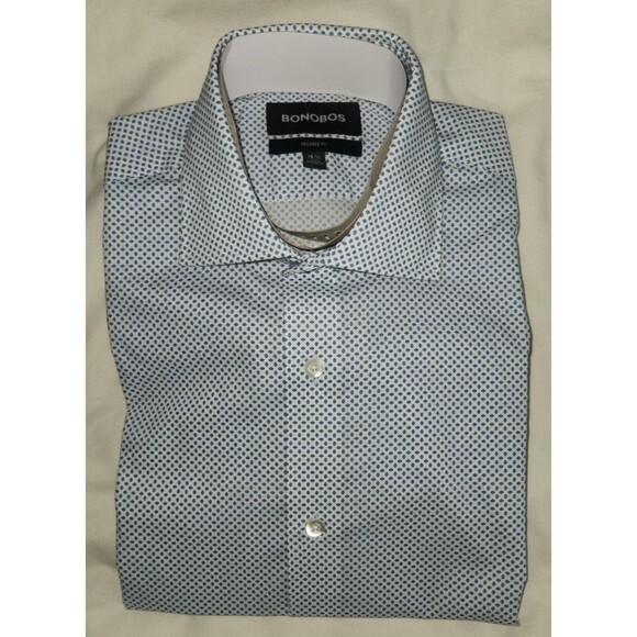 NEW-Bonobos Jetsetter Stretch Dress Shirt Tailored Fit-Blue Geo-Sz 15 1/2-32 - Picture 7 of 11